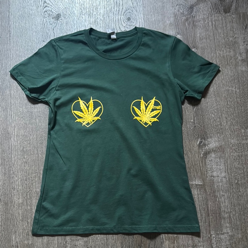 Melt Cosmetics Green Tee with Yellow Leaf Design